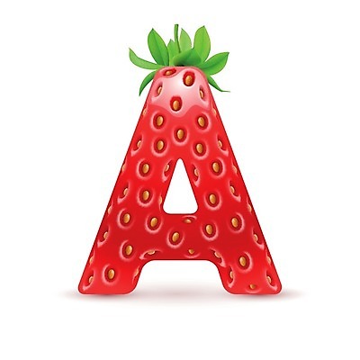 EPS 해외이미지 모양 알파벳 일러스트 텍스트 딸기 대문자 사람없음 빨간색 A 맛있는 해외202004 해외일러스트 영어 컬러 과일 파일형식 벡터