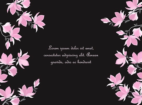 EPS 해외이미지 꽃 일러스트 사람없음 검은색 봄 낭만 나뭇가지 목련 국경 해외202004 해외일러스트 나무 식물 계절 컬러 컨셉 파일형식 벡터