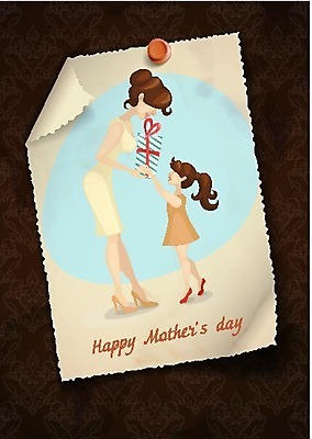 EPS 해외이미지 여자 딸 행복 어린이 일러스트 성인 두명 축하 아기 여자만 어머니의날 해외202004 해외일러스트 기념일 감정 컨셉 가족 사람 미국문화 파일형식 벡터