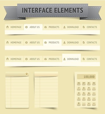 EPS 해외이미지 템플릿 디자인 종이 백그라운드 일러스트 그래픽 컴퓨터 세트 웹 계산기 바 땅 심볼 메뉴 레이아웃 네비게이션 UI 소프트웨어 어려움 인터페이스 제어 사용자 해외202004 해외일러스트 인터넷 문구용품 전자제품 장비 파일형식 벡터