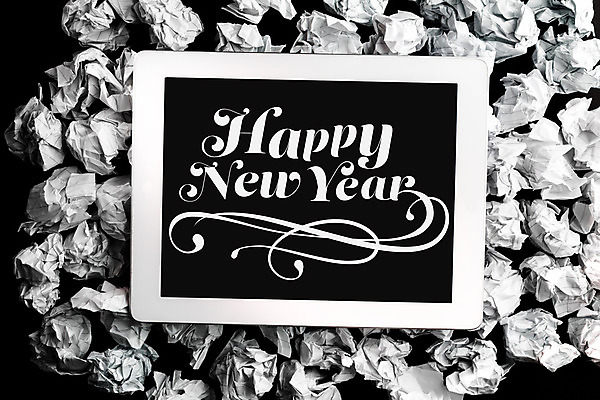포토 JPG 해외이미지 디자인 사람없음 컴퓨터그래픽 태블릿 디지털 스크린 메시지 해피뉴이어 구김 터치스크린 해외202004 해외포토 모션 그래픽 전자제품 스마트기기 새해인사 파일형식
