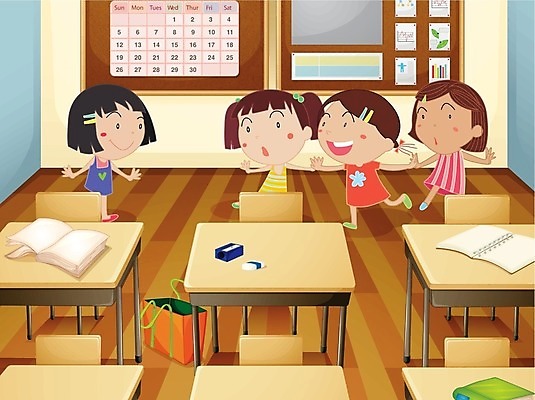 EPS 해외이미지 여자 어린이교육 교육 어린이 가구 의자 가방 일러스트 교실 학교 탁자 문구용품 사람 책 학습 공책 책상 해외202004 해외일러스트 잡화 생활용품 오브젝트 파일형식 벡터