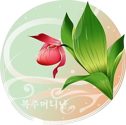 EPS 클립아트 식물 꽃 컬러 백그라운드 일러스트 여름꽃 자연 사람없음 빨간색 들꽃 개불알꽃 복주머니란 국내일러스트 생태계 파일형식 벡터 여름_계절