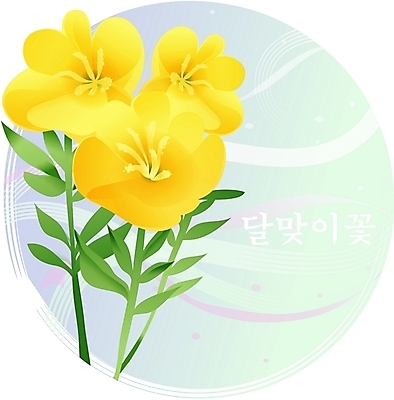 EPS 클립아트 식물 꽃 컬러 백그라운드 일러스트 여름꽃 자연 사람없음 노란색 들꽃 달맞이꽃 국내일러스트 생태계 파일형식 벡터 여름_계절