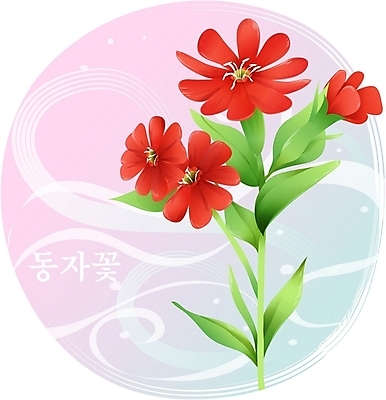 EPS 클립아트 식물 꽃 컬러 백그라운드 일러스트 여름꽃 자연 사람없음 빨간색 들꽃 동자꽃 국내일러스트 생태계 파일형식 벡터 여름_계절
