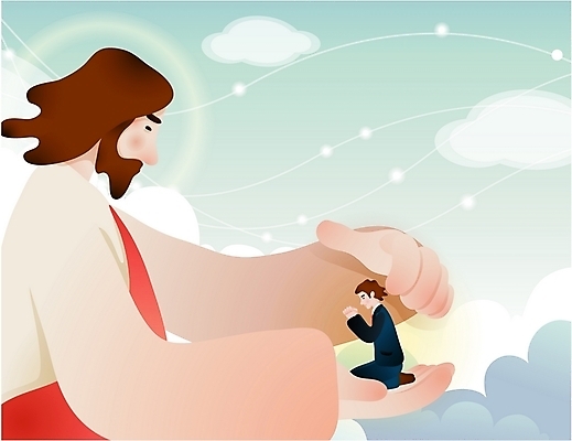 EPS 주간 구름 캐릭터 남자 기독교 일러스트 사람 야외 두명 기도 예수 구출 성자 종교캐릭터 남자만 일러캐릭터 자연요소 종교 도움 신_종교 파일형식 벡터