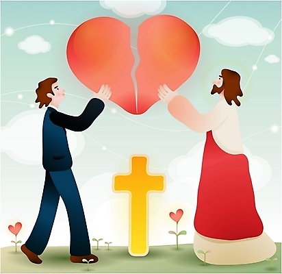 EPS 주간 남자 기독교 십자가 일러스트 사랑 사람 야외 두명 하트 예수 성자 회복 남자만 국내일러스트 자연요소 모양 감정 종교 컨셉 신_종교 파일형식 벡터