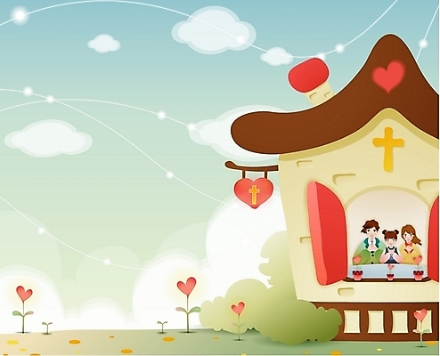 EPS 주간 구름 여자 남자 꽃 기독교 어린이 십자가 일러스트 가정 가족 주택 사람 소녀 야외 세명 교회 새싹 기도 하트 성자 어린이만 국내일러스트 자연요소 모양 식물 종교 관계 종교건축 건물 파일형식 벡터