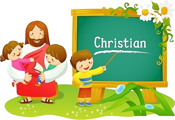 EPS 주간 여자 남자 꽃 기독교 어린이 일러스트 안기 사람 소녀 소년 여러명 야외 칠판 풀잎 예수 기독교인 성자 보호자 교인 국내일러스트 자연요소 식물 종교 다수 잎 모션 풀_식물 신_종교 파일형식 벡터