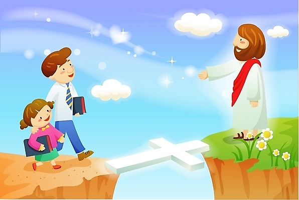 EPS 주간 구름 여자 남자 기독교 어린이 십자가 일러스트 하늘 사람 소녀 야외 세명 골짜기 성경 절벽 예수 성자 가교 국내일러스트 자연요소 건축물 종교 종교용품 자연 신_종교 파일형식 벡터