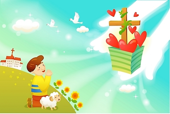 EPS 손 남자 기독교 종교 초등학생 어린이 십자가 일러스트 하늘 사랑 한명 사람 소년 야외 교회 기도 하트 양 성자 남자만 남자한명만 어린이만 소년만 소년한명만 국내일러스트 모양 1 학생 감정 포유류 종교건축 건물 신체부위 파일형식 벡터