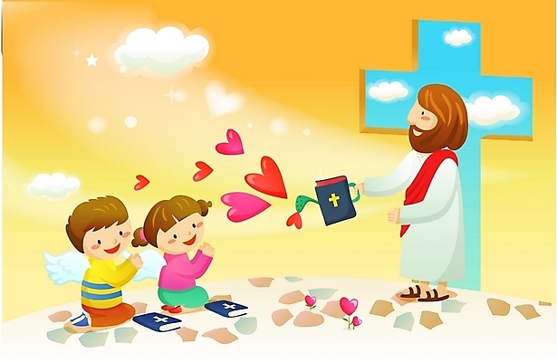 EPS 구름 여자 남자 기독교 종교 어린이 십자가 날개 일러스트 하늘 사람 소녀 소년 세명 성경 물뿌리개 기도 하트 예수 성자 국내일러스트 자연요소 모양 종교용품 신_종교 파일형식 벡터