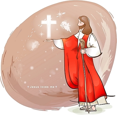 EPS 캐릭터 남자 기독교 십자가 일러스트 지팡이 천사 한명 사람 20대 성인 아기 예수 성자 성직자 남자만 남자한명만 일러캐릭터 1 종교 청년 신_종교 파일형식 벡터