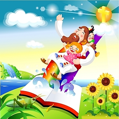 EPS 주간 구름 계절 여자 남자 기독교 십자가 무지개 일러스트 해바라기 사람 소년 야외 세명 여름 빛 성경 예수 성자 메뚜기 여치 베짱이 국내일러스트 자연요소 꽃 종교 어린이 곤충 종교용품 신_종교 파일형식 벡터