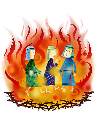 PSD 캐릭터 남자 기독교 종교 일러스트 불 사람 세명 친구 성경 기도 성자 성경이야기 사드락 아벳느고 풀무불 남자만 국내일러스트 일러캐릭터 자연요소 종교용품 관계 이야기 파일형식