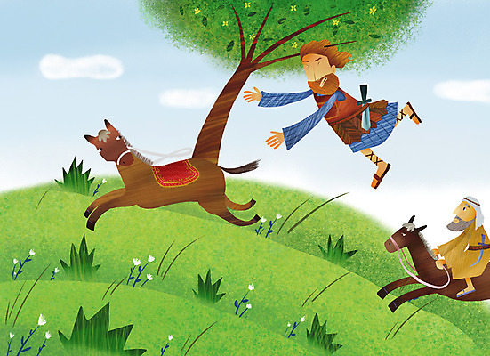 주간 PSD 나무 캐릭터 남자 기독교 종교 일러스트 사람 야외 두명 성경 나뭇가지 말_동물 성자 언덕 성경이야기 압살롬 남자만 국내일러스트 일러캐릭터 자연요소 식물 종교용품 포유류 이야기 파일형식