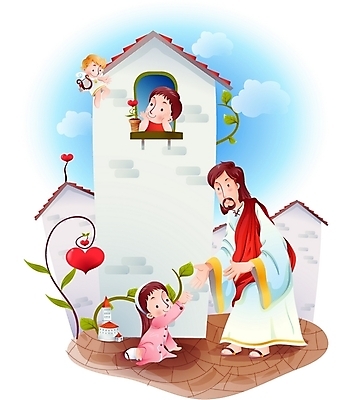 EPS 주간 구름 여자 남자 기독교 종교 어린이 일러스트 창문 하늘 현악기 나뭇잎 천사 사랑 사람 소녀 소년 야외 건물 세명 교회 하트 도움 예수 하나님 신 성자 하프 국내일러스트 자연요소 모양 건축물 감정 악기 컨셉 잎 종교건축 신_종교 파일형식 벡터