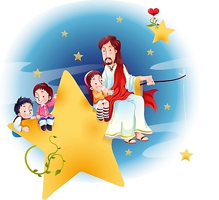 EPS 여자 남자 별 기독교 종교 어린이 일러스트 하늘 사랑 사람 소녀 소년 여러명 하트 예수 하나님 신 성자 낚싯대 국내일러스트 자연요소 모양 감정 다수 신_종교 낚시용품 파일형식 벡터
