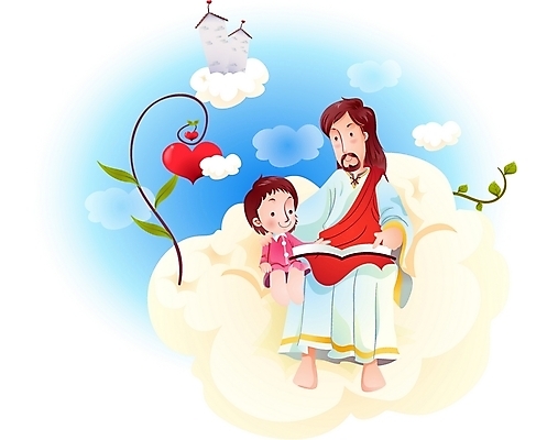 EPS 주간 구름 여자 남자 기독교 종교 어린이 일러스트 하늘 나뭇잎 사랑 사람 소녀 야외 두명 건물 성경 하트 예수 하나님 신 성자 천국 국내일러스트 자연요소 모양 건축물 감정 잎 종교용품 신_종교 파일형식 벡터