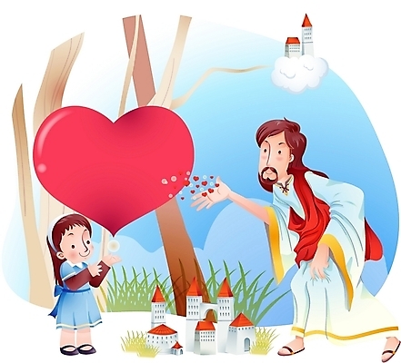 EPS 주간 나무 구름 여자 남자 기독교 종교 어린이 일러스트 사랑 사람 소녀 야외 두명 건물 하트 예수 하나님 신 성자 국내일러스트 자연요소 모양 식물 건축물 감정 신_종교 파일형식 벡터