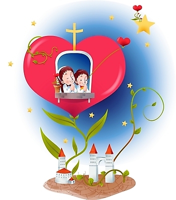 EPS 여자 남자 별 기독교 종교 어린이 십자가 일러스트 하늘 나뭇잎 사랑 사람 소녀 소년 두명 건물 기도 하트 예수 하나님 신 성자 천국 국내일러스트 자연요소 모양 건축물 감정 잎 신_종교 파일형식 벡터