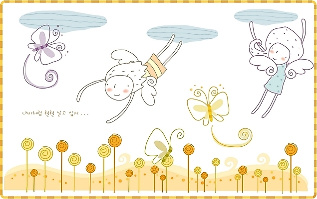 EPS 구름 커플 여자 남자 꽃 어린이 나비 날개 일러스트 상상 천사 사랑 사람 소녀 소년 야외 두명 판타지 꿈 비행 어린이만 국내일러스트 자연요소 식물 감정 곤충 관계 파일형식 벡터