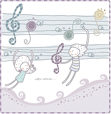 EPS 커플 여자 남자 어린이 음악 음표 일러스트 상상 사랑 사람 소녀 소년 두명 판타지 꿈 악보 세레나데 어린이만 국내일러스트 기호 감정 관계 문화예술 파일형식 벡터