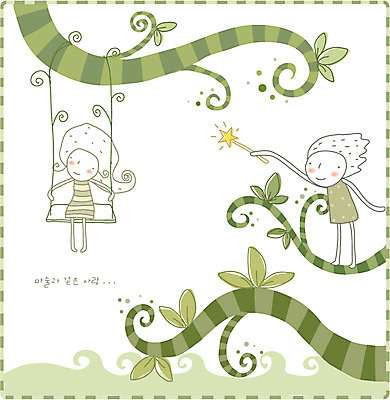 EPS 커플 여자 남자 별 일러스트 상상 사랑 사람 소년 야외 두명 판타지 꿈 마술 그네 마술봉 국내일러스트 자연요소 감정 어린이 관계 마술도구 파일형식 벡터