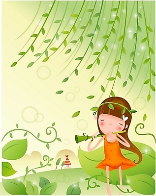 EPS 여자 초등학생 어린이 잎 일러스트 나뭇잎 주택 한명 사람 소녀 야외 판타지 버드나무 순수 피리 여자만 여자한명만 어린이만 소녀만 소녀한명만 국내일러스트 나무 식물 1 학생 컨셉 상상 건물 목관악기 파일형식 벡터