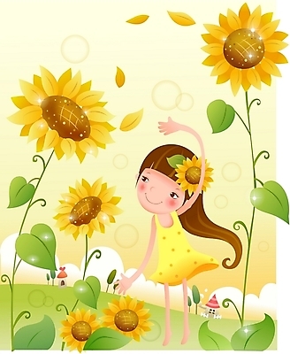 EPS 여자 꽃 초등학생 어린이 컬러 일러스트 해바라기 주택 한명 사람 소녀 야외 판타지 노란색 순수 여자만 여자한명만 어린이만 소녀만 소녀한명만 국내일러스트 식물 1 학생 컨셉 상상 건물 파일형식 벡터