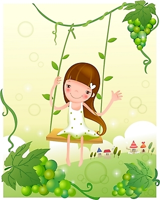 EPS 나무 여자 열매 초등학생 어린이 과일 일러스트 상상 포도 주택 한명 사람 소녀 야외 판타지 순수 그네 포도송이 여자만 여자한명만 어린이만 소녀만 소녀한명만 국내일러스트 식물 1 학생 컨셉 건물 파일형식 벡터