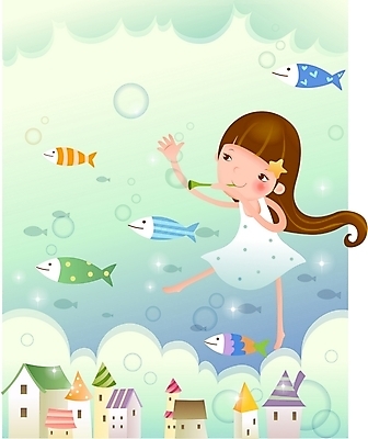 EPS 여자 별 초등학생 어린이 일러스트 상상 주택 어류 한명 사람 소녀 판타지 바닷속 수영 순수 피리 여자만 여자한명만 어린이만 소녀만 소녀한명만 국내일러스트 자연요소 1 학생 컨셉 건물 수중 수중동물 수상스포츠 목관악기 파일형식 벡터