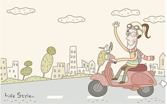 EPS 나무 구름 라이프스타일 여자 일러스트 조류 한명 사람 20대 성인 야외 건물 운전 스쿠터 오토바이 헬멧 여자만 여자한명만 성인여자만 청년만 청년여자만 성인한명만 청년여자한명만 성인여자한명만 성인만 국내일러스트 자연요소 식물 동물 1 건축물 모션 청년 생활 바이크 보호장비 파일형식 벡터