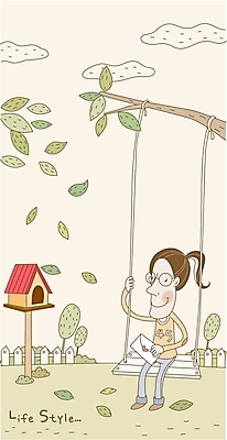 EPS 나무 라이프스타일 여자 일러스트 나뭇잎 한명 사람 20대 성인 야외 울타리 우체통 편지 그네 여자만 여자한명만 성인여자만 청년만 청년여자만 성인한명만 청년여자한명만 성인여자한명만 성인만 국내일러스트 식물 1 잎 청년 생활 담장 파일형식 벡터