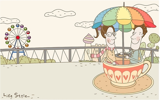 EPS 라이프스타일 커플 여자 남자 데이트 일러스트 사람 야외 두명 놀이공원 놀이기구 상업시설 국내일러스트 관계 생활 테마파크 시설 상업 파일형식 벡터