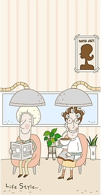 EPS 라이프스타일 여자 화분 커피 의자 일러스트 한명 사람 20대 성인 책 뷰티 거울 파마 신문 미용실 머리손질 여자만 여자한명만 성인여자만 청년만 청년여자만 성인한명만 청년여자한명만 성인여자한명만 성인만 국내일러스트 1 헤어스타일 음료 가구 청년 생활 간행물 뉴스 뷰티샵 파일형식 벡터