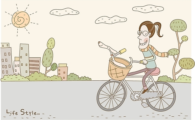 EPS 주간 나무 구름 라이프스타일 여자 일러스트 거리 한명 사람 20대 성인 야외 건물 반려동물 태양 바구니 자전거 산책 개 강아지 여자만 여자한명만 성인여자만 청년만 청년여자만 성인한명만 청년여자한명만 성인여자한명만 성인만 국내일러스트 자연요소 식물 동물 1 건축물 포유류 휴식 청년 생활 바이크 파일형식 벡터