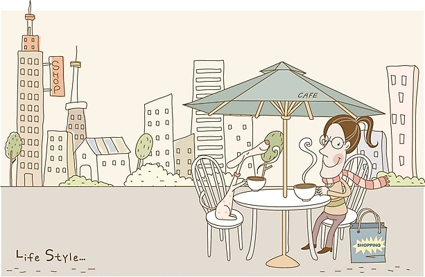 EPS 나무 라이프스타일 여자 여유 커피 의자 일러스트 한명 사람 빌딩 20대 성인 야외 반려동물 쇼핑백 상점 카페 도시 파라솔 개 강아지 여자만 여자한명만 성인여자만 청년만 청년여자만 성인한명만 청년여자한명만 성인여자한명만 성인만 국내일러스트 식물 동물 1 감정 음료 가구 가방 포유류 청년 건물 생활 파일형식 벡터