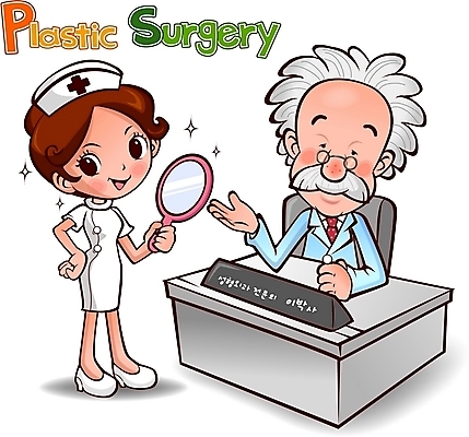 EPS 캐릭터 여자 남자 일러스트 홍보캐릭터 의학 병원 사람 두명 치료 거울 간호사 의사 성형수술 성형외과 일러캐릭터 의료진 수술 파일형식 벡터