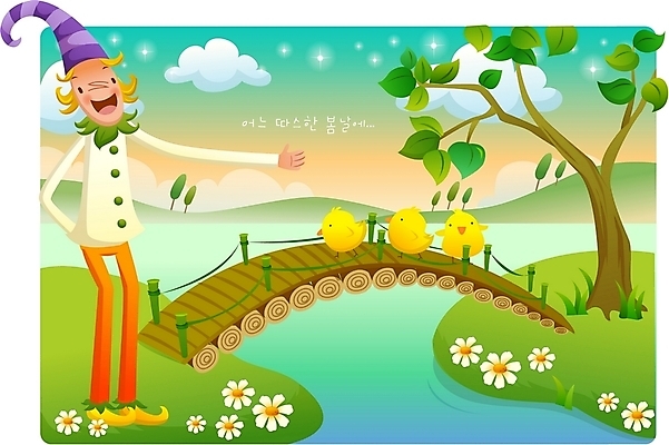 EPS 나무 구름 사계절 계절 남자 꽃 호수 일러스트 청소년 자연 하늘 요정 병아리 한명 사람 10대 봄 연못 가교 남자만 남자한명만 십대만 십대남자만 십대남자한명만 국내일러스트 자연요소 식물 1 건축물 조류 생태계 파일형식 벡터