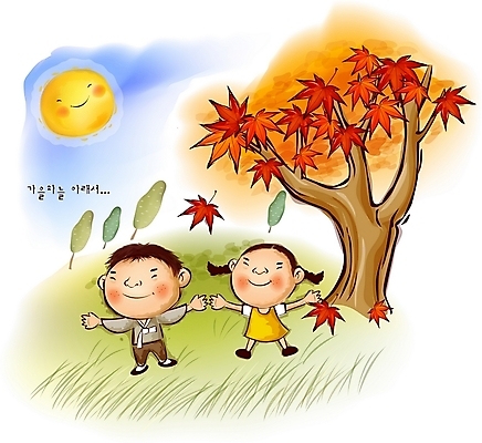 EPS 주간 나무 사계절 계절 여자 남자 어린이라이프 어린이 단풍 낙엽 일러스트 자연 단풍나무 사람 소녀 소년 초원 야외 두명 보름달 가을 한복 순수 추분 어린이만 국내일러스트 자연요소 식물 한국전통 라이프스타일 컨셉 잎 달 전통의상 절기 생태계 파일형식 벡터