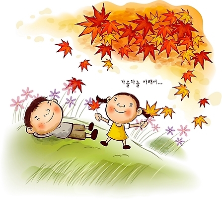 EPS 주간 사계절 계절 여자 남자 어린이라이프 어린이 단풍 낙엽 일러스트 자연 사람 소녀 소년 야외 두명 가을 코스모스 추분 어린이만 국내일러스트 자연요소 라이프스타일 꽃 잎 절기 생태계 파일형식 벡터