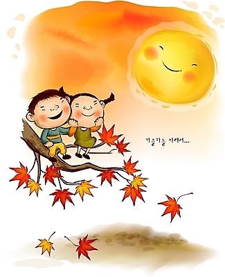 EPS 주간 나무 사계절 계절 여자 남자 어린이라이프 어린이 단풍 낙엽 일러스트 자연 하늘 단풍나무 사람 소녀 소년 야외 두명 보름달 가을 추분 어린이만 국내일러스트 자연요소 식물 라이프스타일 잎 달 절기 생태계 파일형식 벡터