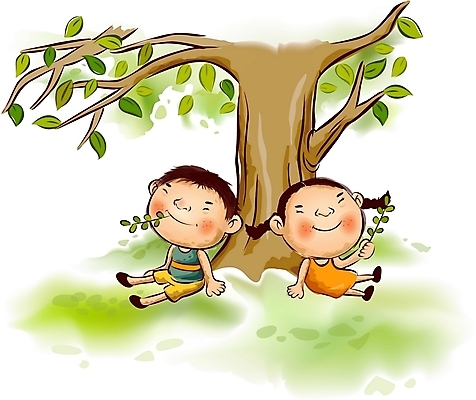 EPS 나무 사계절 계절 여자 남자 어린이라이프 어린이 일러스트 자연 나뭇잎 한그루 사람 소녀 소년 야외 두명 여름 순수 어린이만 국내일러스트 식물 1 라이프스타일 컨셉 잎 생태계 파일형식 벡터