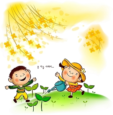 EPS 주간 사계절 계절 여자 남자 어린이라이프 어린이 일러스트 자연 사람 소녀 소년 야외 두명 새싹 봄 물뿌리개 개나리 순수 언덕 어린이만 국내일러스트 자연요소 식물 라이프스타일 꽃 컨셉 생태계 파일형식 벡터