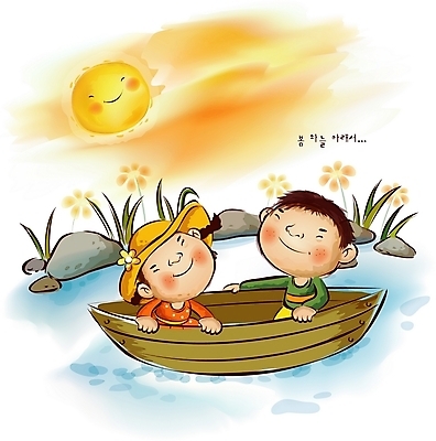 EPS 주간 커플 사계절 계절 여자 남자 꽃 어린이라이프 어린이 데이트 일러스트 자연 하늘 사람 소녀 소년 야외 두명 태양 봄 연못 개울 나룻배 선박 어린이만 국내일러스트 자연요소 식물 라이프스타일 수상교통 배_교통 관계 강 생태계 파일형식 벡터