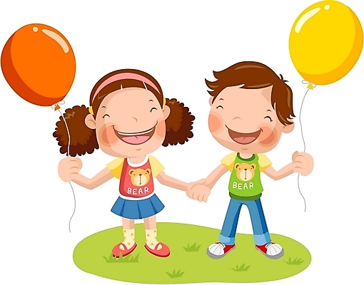 EPS 클립아트 여자 기념일 남자 초등학생 어린이 컬러 일러스트 사람 잔디 초원 야외 두명 노란색 주황색 유치원생 기쁨 어린이날 순수 즐거움 풍선 어린이만 국내일러스트 식물 학생 감정 컨셉 이벤트 파일형식 벡터