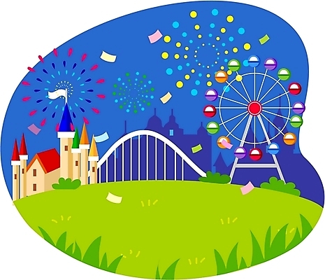 EPS 클립아트 시설물 기념일 현대건축 건축 초등학생 일러스트 놀이 하늘 불꽃놀이 사람없음 야외 유치원생 기쁨 놀이공원 성 놀이기구 야간 어린이날 순수 즐거움 롤러코스터 어린이만 국내일러스트 자연요소 학생 건축물 감정 어린이 컨셉 사람 이벤트 테마파크 파일형식 벡터