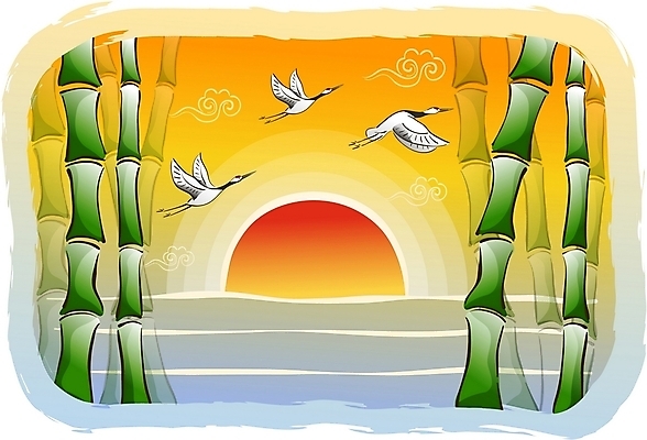 EPS 주간 자연요소 구름 전통 명절 바다 백그라운드 일러스트 새해 한국 세마리 풍경 사람없음 야외 설날 태양 전통문양 일출 노을 학 대나무 연하장 국내일러스트 나무 문양 기념일 아시아 조류 카드_감사 3 파일형식 벡터