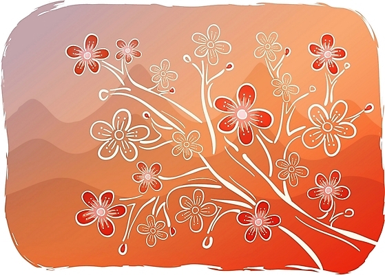 EPS 식물 한국전통 전통 명절 꽃 백그라운드 일러스트 봄꽃 자연 새해 산 사람없음 설날 동양화 연하장 매화 국내일러스트 기념일 카드_감사 한국 미술 봄 생태계 파일형식 벡터